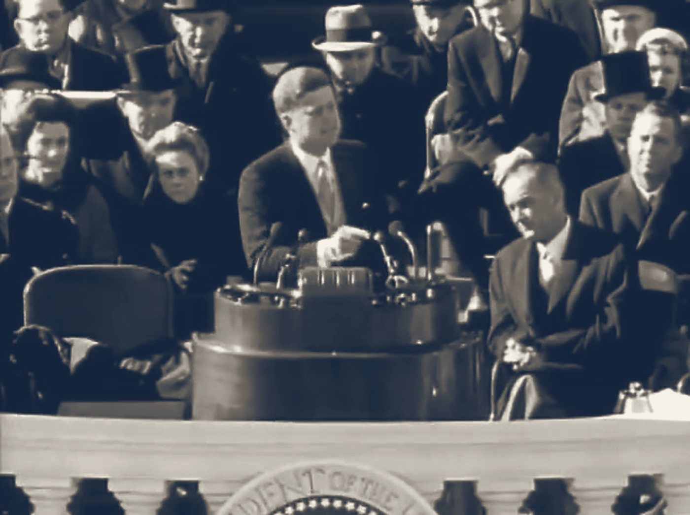 John F. Kennedy delivering the Inaugural Address at the Capitol, January 20, 1961